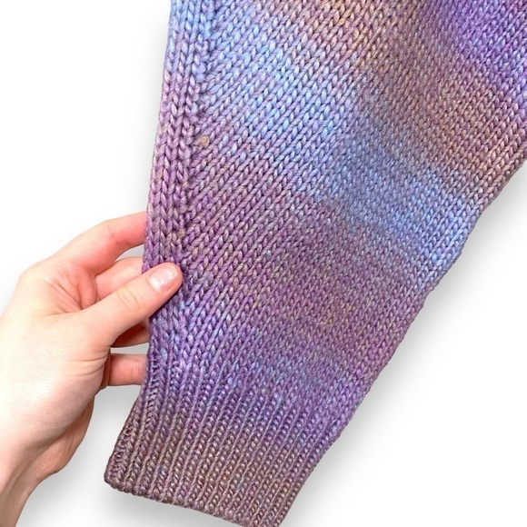 NEW COS Striped Wool Knit Purple Ombré Chunky Mock neck Oversized Sweater Medium - Picture 8 of 12